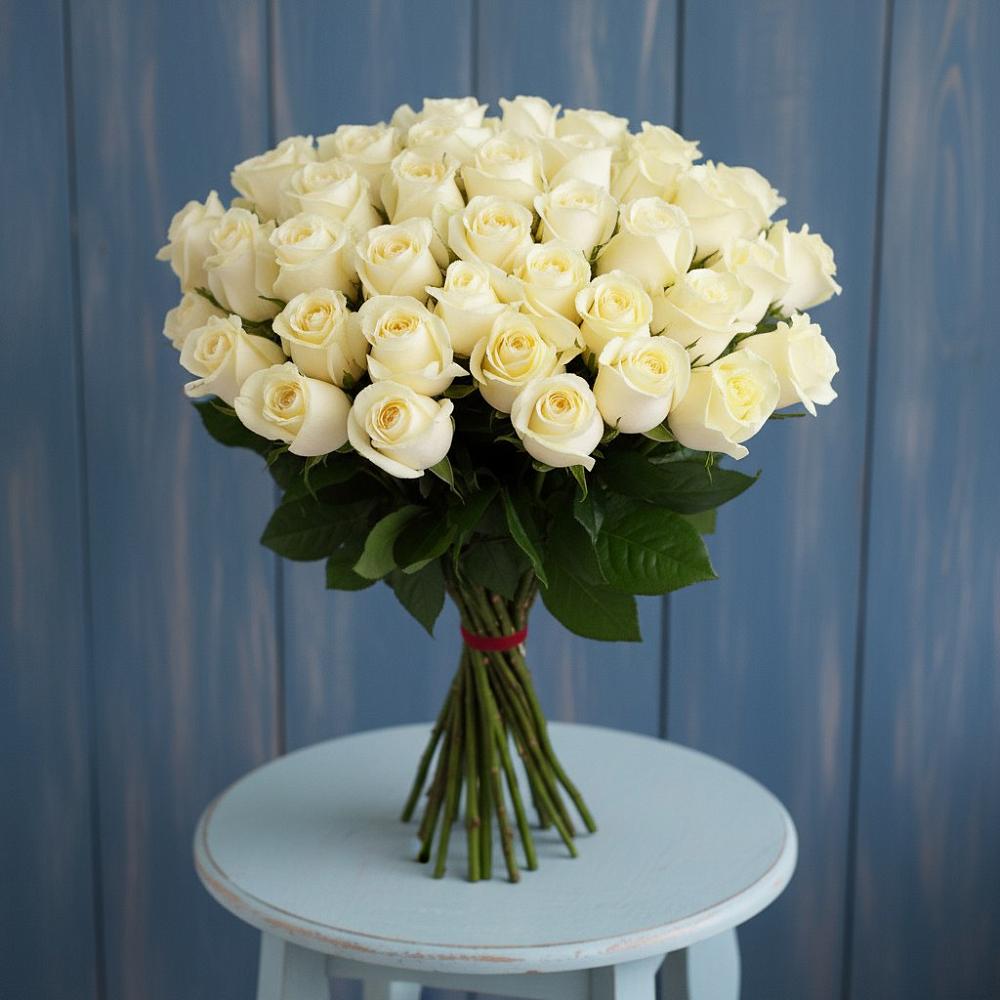 Букет 51 Белая роза Эдлесс Лав в Красный Бор