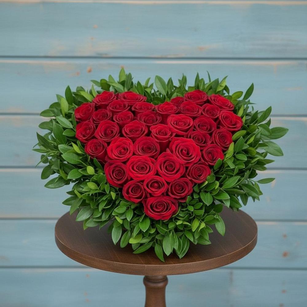 Цветочная композиция из Розы в виде сердца в Красный Бор