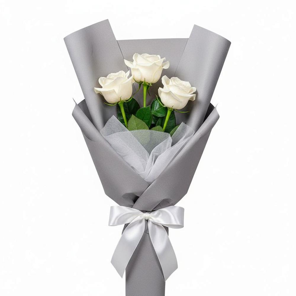 Букет 3 белые розы в Красный Бор