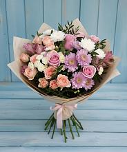 Букет цветов из:  Хризантемы, Розы и Альстромерии в Красный Бор