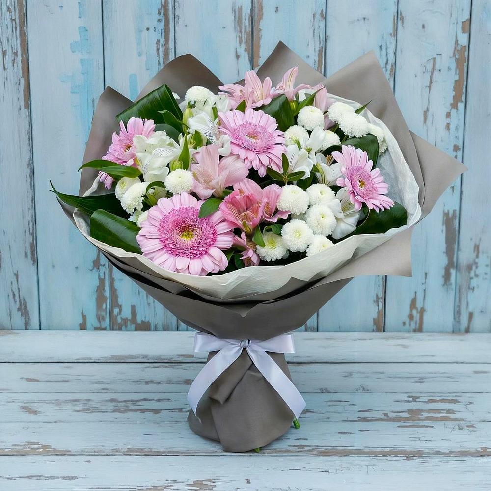 Букет цветов из: Герберы, Альстромерии и Хризантемы в Красный Бор